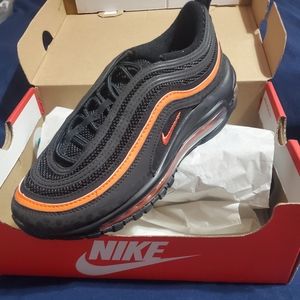 Nike airmax 97 black and safety orange size 6y